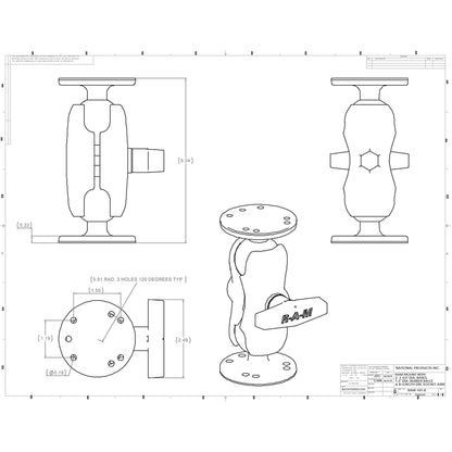 RAM Mount 1.5" Ball Mount w/Short Double Socket Arm & 2/2.5" Round Bases [RAM-101U-B]