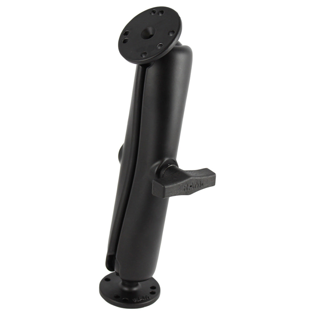 RAM Mount Ball Mount w/Long Double Socket Arm & 2-2.5" Round Bases w/AMPs Pattern [RAM-101U-D]