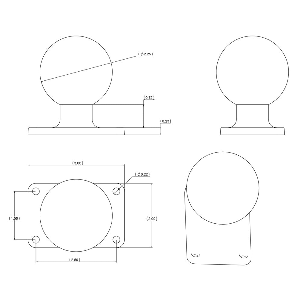 RAM Mount 2" x 3" Rectangle Base w/2.25" Ball [RAM-D-202U-23]