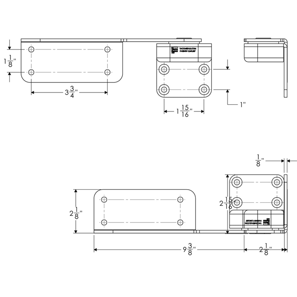 TACO Command Ratchet Hinges - 9-3/8" - Polished 316 Stainless Steel - Pair [H25-0016]